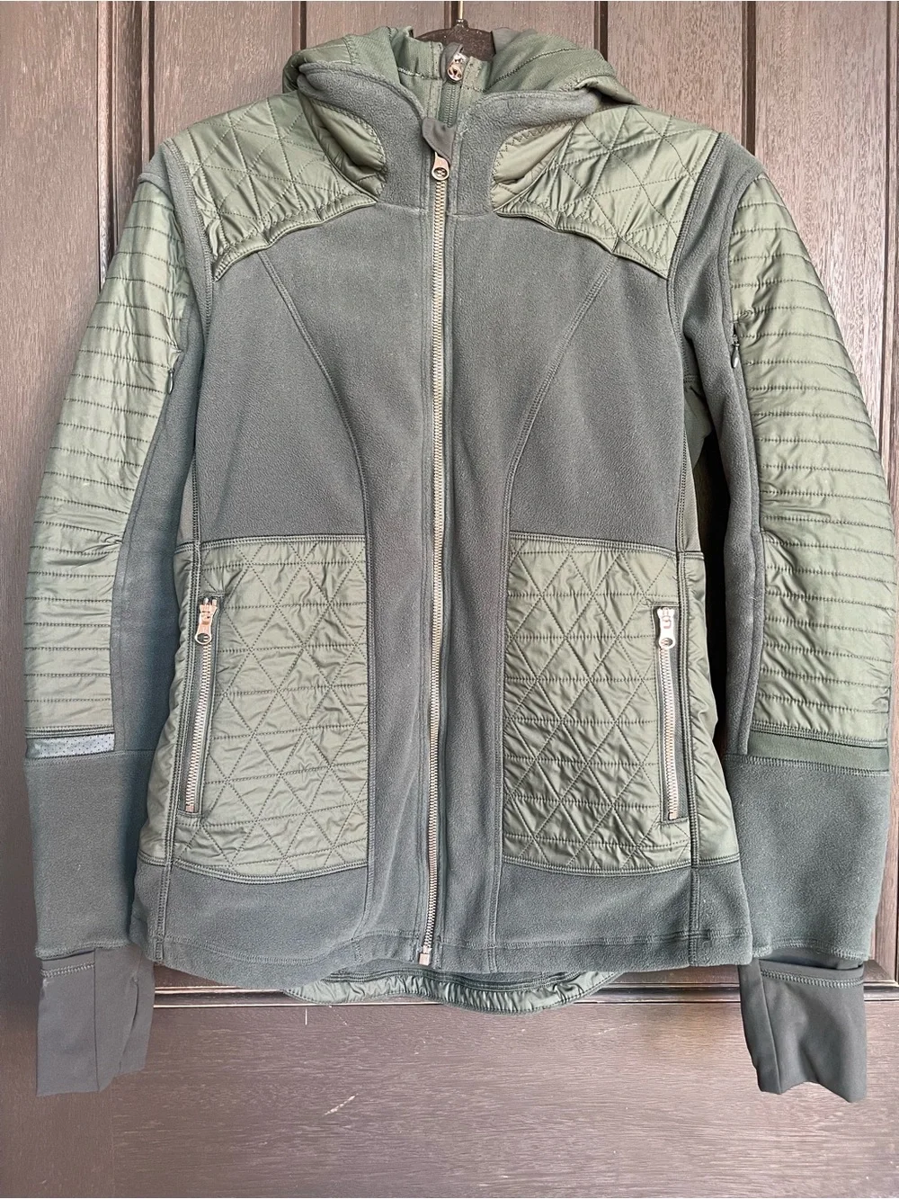 🦄 RARE Lululemon Fleecy Keen Jacket III Dark Fuel / Fuel Green Size 8